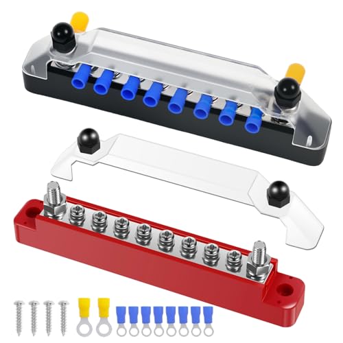 2 Stück 12V-48V DC Sammelschienen Verteilerblock 130A AC 150A DC Stromverteilungsblock mit 2x M6 8x M4 Klemmenbolzen Stromverteilerblock für LKW Wohnmobile Boote von GWCYMYD