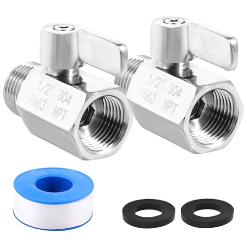 2 Stück Mini Kugelhahn 1/2 Zoll Npt Innen- und Außengewinde Mini Absperrventil Edelstahl Auslaufsicheres Design Absperrventil Duschkopf für Haus Garten von GWCYMYD