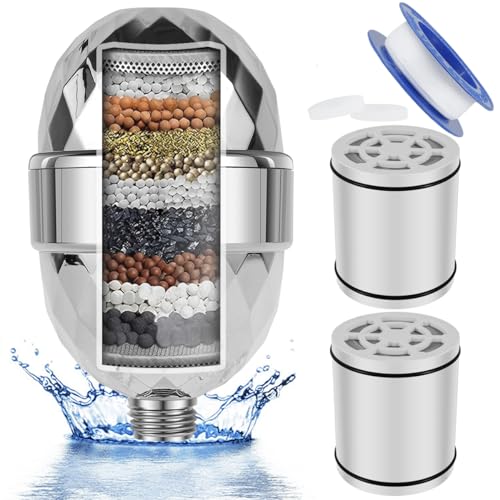 20 Stufen Duschfilter mit Aktivkohlefilter Wasserfilter Multifunktional Hartwasserfilter Dusche Duschfilter Kalk zur Entfernung von Chlor Fluorid Schwermetallen von GWCYMYD