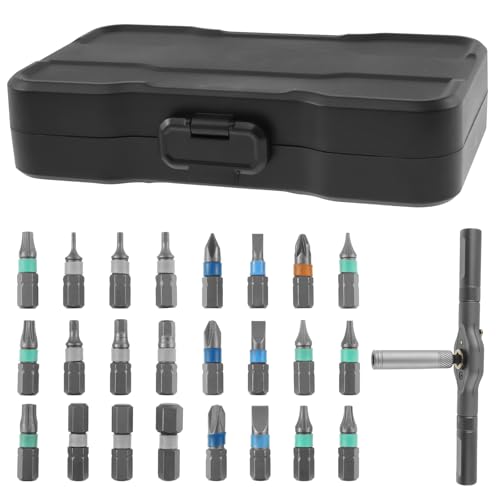 24 in 1 Magnetische Schraubendreher Set Magnetic Screwdriver Set Mit Abnehmbarer T-Ratschengriff und Aufbewahrungsbox Ratschen Schraubendreher Set für Computer Handys Brillen Uhren Möbel von GWCYMYD