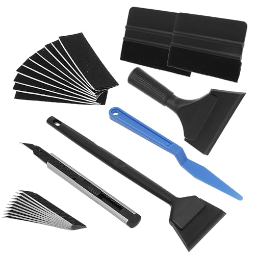 26 Stück Folierungs Werkzeug Set Gummi Auto Vinyl Werkzeug Kit mit Filzrakel Rakel 10 Klingen Autofolie Rakel Set für Autofolie Fensterfolie von GWCYMYD