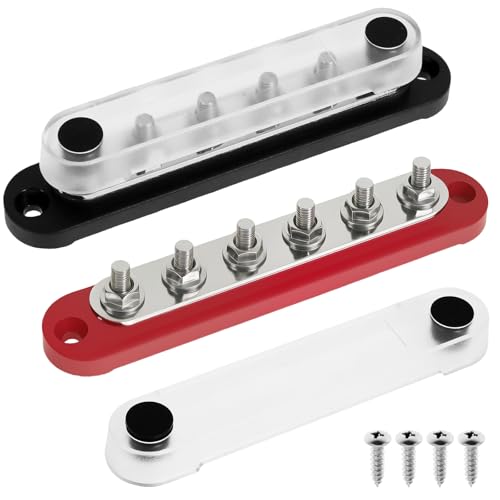 2PCS Sammelschiene M6 12V-48V DC Sammelschienen Verteilerblock 150A Stromverteilungsblock mit 6xM6 Anschlussbolzen Stromverteilerblock Sammelschienen Verteilerblock für Autos Schiffe von GWCYMYD