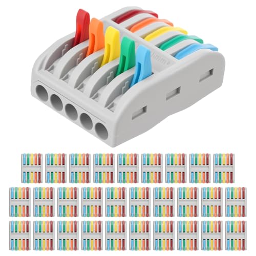 30 Stück Kabelverbinder 0,08–4 mm² Elektrische Anschlussblöcke 5 Eingänge 5 Ausgänge 400V 32A Steckklemmen für Gebäudeverkabelung Industrieanlagen Schiffselektrik 30 Stück Kabelverbinder 0,08–4 mm² Elektrische Anschlussblöcke 5 Eingänge 5 Ausgänge 400V 32A Steckklemmen für Gebäudeverkabelung Industrieanlagen Schiffselektrik von GWCYMYD