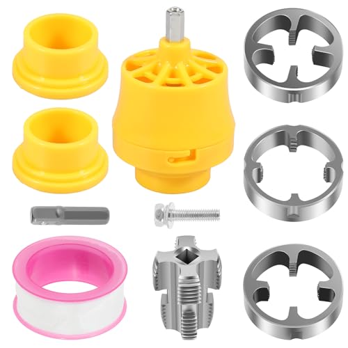 9PCS Rohreinfädler Plastik 5cm Rohrgewindeschneider mit Rundem Schneideisen 1,2 1,9 2,5cm Leicht zu Tragen Mehrzweck Gewindeschneidkluppe Wasserrohr Gewindeschneider Set für Hausreparaturen von GWCYMYD