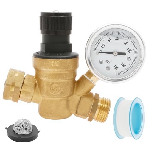 Druckminderer Wasser 3/4 Zoll Messing Einstellbarer Wasserdruckregler mit Filter und Manometer Wasserdruckminderer Wasserdruckregler für Wohnmobile Wohnwagen Rohrleitungen Druckminderer Wasser 3/4 Zoll Messing Einstellbarer Wasserdruckregler mit Filter und Manometer Wasserdruckminderer Wasserdruckregler für Wohnmobile Wohnwagen Rohrleitungen von GWCYMYD