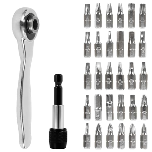 GWCYMYD 32-in-1 Ratschenschlüssel Magnetisch 1/4 Zoll Ratschen Wendeschrauber mit Kreuzschlitz Schlitz Vierkant Torx Winkelschraubendreher Set für Möbel Fahrräder Autos GWCYMYD 32-in-1 Ratschenschlüssel Magnetisch 1/4 Zoll Ratschen Wendeschrauber mit Kreuzschlitz Schlitz Vierkant Torx Winkelschraubendreher Set für Möbel Fahrräder Autos von GWCYMYD