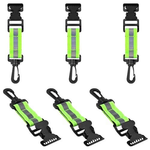 GWCYMYD 6 Stück Handschuh Clips Nylon Feuerwehr Handschuhhalter mit Metallclip Reflektorstreifen Multifunktional Handschuhe Halter Handschuh Klammer zum Aufhängen von Handschuhen Handtüchern Masken von GWCYMYD