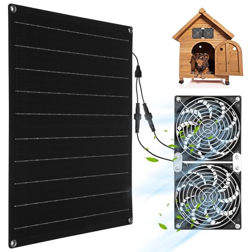 GWCYMYD Solar Ventilator 15W wasserdichter Solar Lüfter mit DC Doppel-Ventilator Solarpanel Fan Kit für Kleine Hühnerställe Haustier Häuser Gewächshäuser Schuppen Fensterauspuff von GWCYMYD