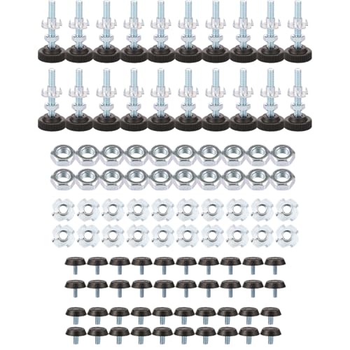 GWCYMYD Stellfüße M8x50/M6x15/M8x15mm Höhenverstellbare Füße mit Einschlagmuttern Kontermuttern Verstellschraube Möbelfüße Verstellbar für Tischbeine Couchtische Schränke von GWCYMYD