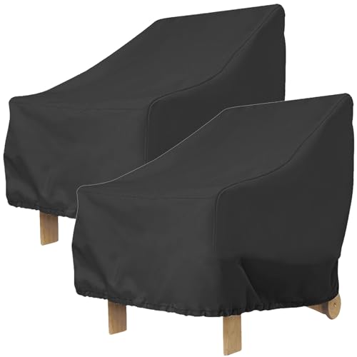 Gartenstühle Abdeckung 80x85x91cm 210D Oxford-Gewebe Stuhlabdeckung Outdoor mit Elastischer Saumkordel Wasserdicht UV-Schutz Abdeckung Gartenstuhl für Rasen Terrasse (2PC) von GWCYMYD