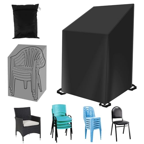Gartenstuhl Abdeckung Wasserdicht 210D Oxford-Gewebe 68x68x120cm Schutzhülle Gartenstühle mit Kordelzug UV-Beständig Schutzhülle Stapelstühle für Rasen Terrassen von GWCYMYD