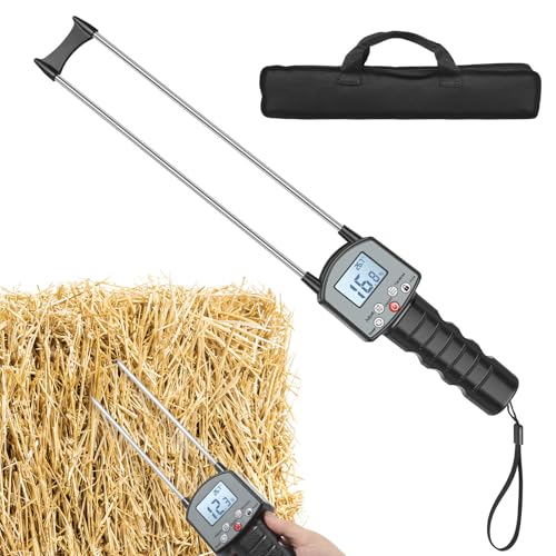 Heufeuchtemessgerät Bereich 0-80% Digital Heufeuchtemesser mit LCD-Hintergrundbeleuchtung Tragbar Multifunktional Heu Feuchtigkeitsmesser für Luzerne Futter Getreide Schafgras von GWCYMYD