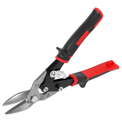 Metallschere Blechschere 245/257mm Gerade/Linke/Rechte Durchlaufblechschere Chrom-Vanadium-Stahl Blech Schneiden Aviation Snips für Blech Aluminium Kupfer Leder (Linker Kopf) von GWCYMYD