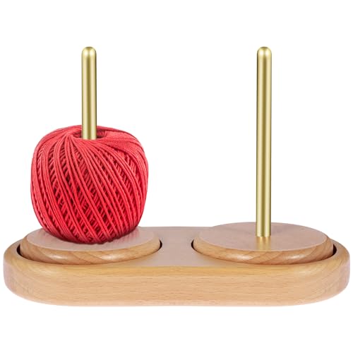 Wollabwickler Holz Drehbar Doppelte Spindel Wollknäuelhalter Achsenhöhe 12,72cm Ohne Knoten Tragbar Wollabwickler Holz Magnetisch für Häkel und Strickzubehör Geschenke von GWCYMYD
