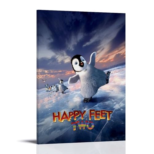 GWDOAJ Animierte Jukebox Musikkomödie Happy Feet Vintage-Filmposter Kunst Pop & Prints Leinwand Design Portrait Wanddekoration 40 x 60 cm Rahmenstil von GWDOAJ