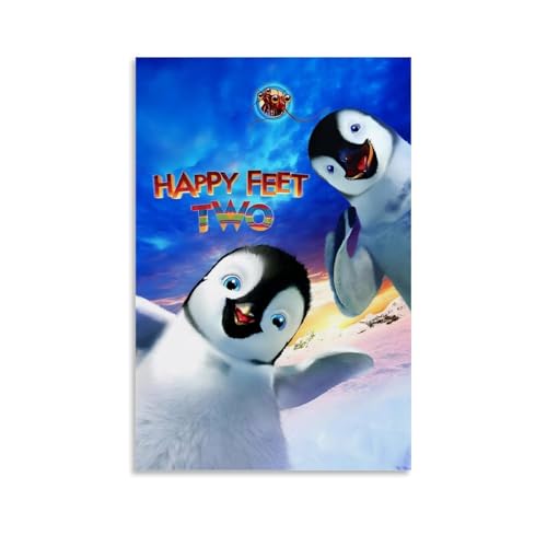 GWDOAJ Animierte Jukebox Musikkomödie Happy Feet Vintage-Filmposter Kunst Pop & Prints Leinwand Design Portrait Wanddekoration 40 x 60 cm Ungerahmt von GWDOAJ