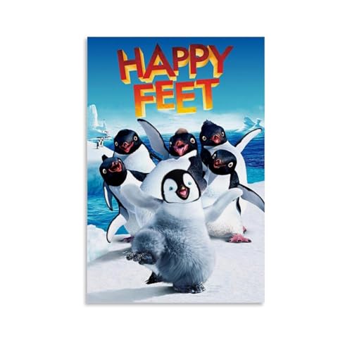 GWDOAJ Animierte Jukebox Musikkomödie Happy Feet Vintage-Filmposter Kunst Pop & Prints Leinwand Design Portrait Wanddekoration 40 x 60 cm Ungerahmt von GWDOAJ