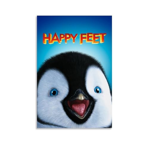 GWDOAJ Animierte Jukebox Musikkomödie Happy Feet Vintage-Filmposter Kunst Pop & Prints Leinwand Design Portrait Wanddekoration 60 x 90 cm Ungerahmt von GWDOAJ