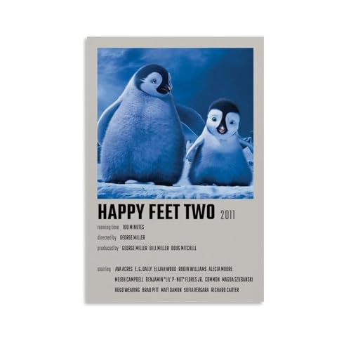 GWDOAJ Animierte Jukebox Musikkomödie Happy Feet Vintage-Filmposter Kunst Pop & Prints Leinwand Design Portrait Wanddekoration 60 x 90 cm Ungerahmt von GWDOAJ