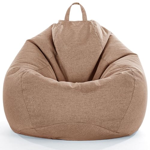 GWFBLID Sitzsack/Stuhlbezug Leinenimitat weich Stofftiere Aufbewahrung Sitzsack Sofabezug Lazy Lounger Sitzsack Stuhlbezug mit Reißverschluss für Kinder Erwachsene Haustiere (hellgrau) von GWFBLID