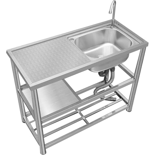 Spülbecken Edelstahl,Outdoor Spüle Mit Wasserhahn,Freistehende Außenbereich Camping Spültisch 1 Becken Gastro Spüle,Kommerzielles Einzelbecken-Waschbecken Für Garage,Werkstatt,Waschküche,Bauernhaus Spülbecken Edelstahl,Outdoor Spüle Mit Wasserhahn,Freistehende Außenbereich Camping Spültisch 1 Becken Gastro Spüle,Kommerzielles Einzelbecken-Waschbecken Für Garage,Werkstatt,Waschküche,Bauernhaus von GWFBLID