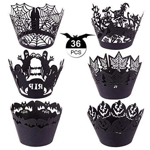 GWHOLE 36 Stück Cupcake Wrapper Halloween Muffinförmchen Papier Spinnennetz Kürbis Party Deko GWHOLE 36 Stück Cupcake Wrapper Halloween Muffinförmchen Papier Spinnennetz Kürbis Party Deko von GWHOLE