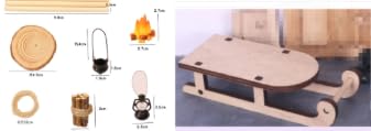 GWHOLE 8 Stück Lagerfeuer Miniatur Wichtelzubehör Weihnachten Puppenhaus Wichtel Zubehör Holz Krippen Zubehör Set mit Schlitten Wichtel Lagerfeuer Krippe DIY Wichtel Feuerstelle für Weihnachten Deko von GWHOLE