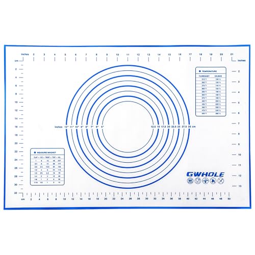 GWHOLE Backmatte Antihafte Silikonmatte Backmatte Silikon Rutschfeste Teigmatte Backunterlage Wiederverwendbar Teigunterlage Ausrollmatte Backen mit Messung 60 x 40 cm für Teig Fondant Pizza, Blau GWHOLE Backmatte Antihafte Silikonmatte Backmatte Silikon Rutschfeste Teigmatte Backunterlage Wiederverwendbar Teigunterlage Ausrollmatte Backen mit Messung 60 x 40 cm für Teig Fondant Pizza, Blau von GWHOLE