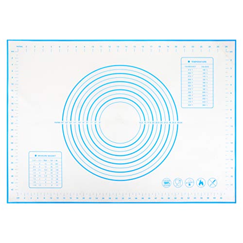 GWHOLE Silikonmatte Backmatte Silikon 70 x 50 cm Teigmatte Wiederverwendbar Antihaft rutschfest mit Blauer Messung von GWHOLE
