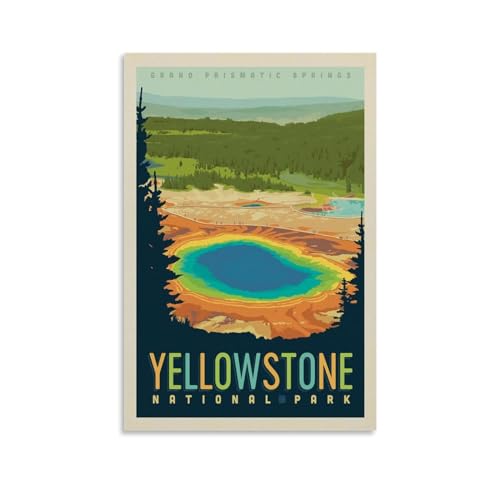 Vintage-Reiseposter, Yellowstone-Nationalpark, Grand Prismatic Springs, Poster, dekorative Malerei, Leinwand, Wandposter und Kunstdruck, moderne Familienschlafzimmer-Dekoration, Poster, 30 x 45 cm von GWIHT