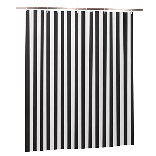 GWINDI Duschvorhang, schwarz-weiß gestreift, wasserdichter Stoff, Duschvorhänge, Badezimmer-Dekor mit 12 Haken, 152,4 x 183,9 cm von GWINDI