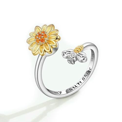 GWSGSFAS Rotierende Angst-Knöchelringe für Damen, rotierende süße Tier-Schmetterlings-Blumen-Stressabbauringe, Party-Schmuckgeschenke-Größenverstellbarer Ring-275 GWSGSFAS Rotierende Angst-Knöchelringe für Damen, rotierende süße Tier-Schmetterlings-Blumen-Stressabbauringe, Party-Schmuckgeschenke-Größenverstellbarer Ring-275 von GWSGSFAS