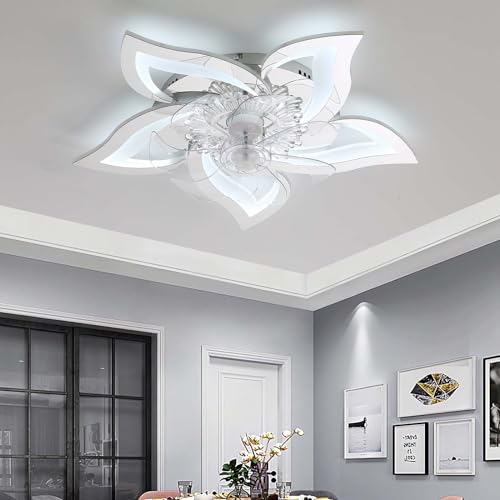Flower Deckenventilator Mit Licht Und Fernbedienung, Leise Deckenleuchte Mit Ventilator Speicherfunktion, LED Dimmbar Lampe Mit Ventilator Reversibel 6 Gang DC Motor Für Schlafzimmer-Gold Chrome Flower Deckenventilator Mit Licht Und Fernbedienung, Leise Deckenleuchte Mit Ventilator Speicherfunktion, LED Dimmbar Lampe Mit Ventilator Reversibel 6 Gang DC Motor Für Schlafzimmer-Gold Chrome von GWYAJTU