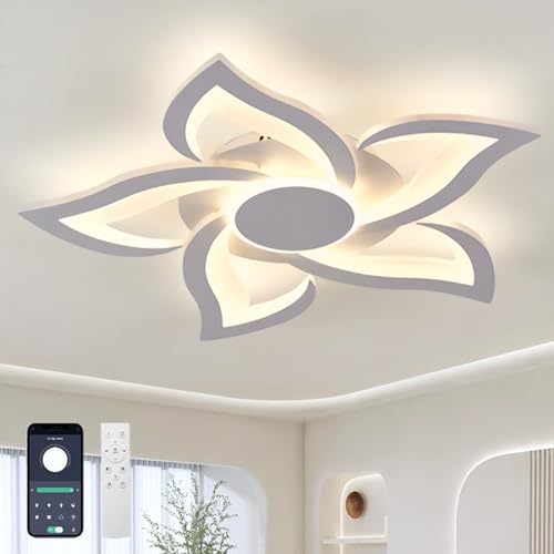 GWYAJTU Blume Deckenlampe Mit Fernbedienung APP, LED Dimmbar 3000K-6000K Deckenleuchte, 36W Moderne Lampe Mit Timer Für Schlafzimmer Küche Wohnzimmer Büro von GWYAJTU