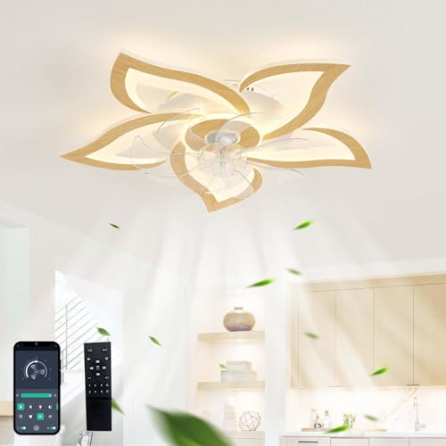 GWYAJTU Design Ventilator Mit Licht Leise Moderne Dimmbar LED Lampe Mit Ventilator DC Reversibel 6 Gang Deckenventilator Mit Beleuchtung Und Fernbedienung Für Schlafzimmer Wohnzimmer-Wood grain GWYAJTU Design Ventilator Mit Licht Leise Moderne Dimmbar LED Lampe Mit Ventilator DC Reversibel 6 Gang Deckenventilator Mit Beleuchtung Und Fernbedienung Für Schlafzimmer Wohnzimmer-Wood grain von GWYAJTU