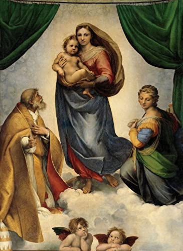 Diamant Malerei DIY 5D nach Zahlen Kits für Erwachsene Kinder Strass Stickerei Wohnkultur - Raphaels berühmtes Gemälde Die Sixtinische Madonna 40×50cm von GWYDYB