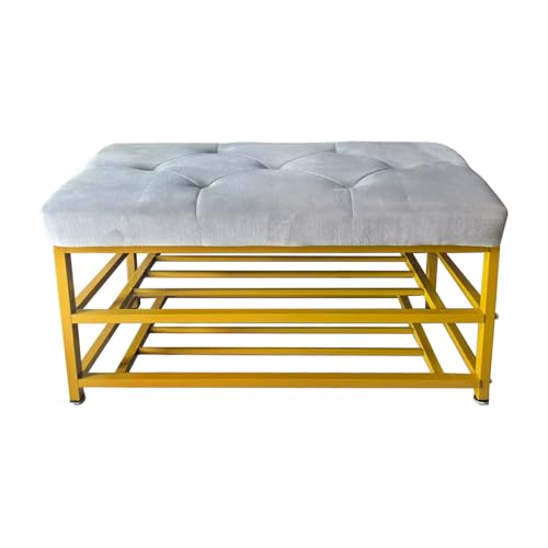 GWZHQIF Doppeldecker Schuhbank,Multifunktionales Schuhregal mit Gepolstertem Sitz,mit Metallfüßen,geeignet für Flure Schlafzimmer Und Wohnzimmer(Size:60 * 35 * 45cm) von GWZHQIF