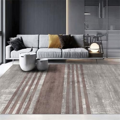 Carpet Living Room Leicht Zu Waschender Schlafzimmerteppichstreifen Teppich Arbeitszimmer Grauer Teppich Braun 160X200Cm von GX-YJX