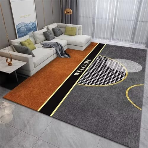 GX-YJX Bodenmatte Teppich Für Esszimmer Orange Grau Unregelmäßiges Geometrisches Design Schlafzimmer Teppich Multi-Size Bürostuhl Unterlage Teppich 120X190CM von GX-YJX