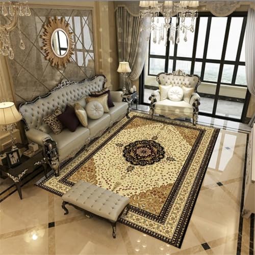 GX-YJX Cheap Rugs Sofa-Teppich mit kleinen Blumenpflanzen, luxuriöser Teppich mit einfacher Reinigung, schwarz, 180 x 280 cm von GX-YJX