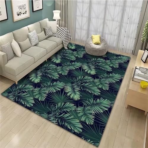GX-YJX Deko Wohnzimmer Sitzecke Teppich Leicht zu reinigen grünes Blatt dekorative Sofa Teppich rechteckig Nicht verblassen Teppich Esszimmer 70X140CM von GX-YJX