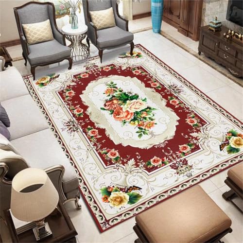 GX-YJX Große Kinderteppiche, praktisch, traditioneller Teppich für Wohnzimmer, bedruckt, leicht zu waschen, Rot, 120 x 150 cm von GX-YJX