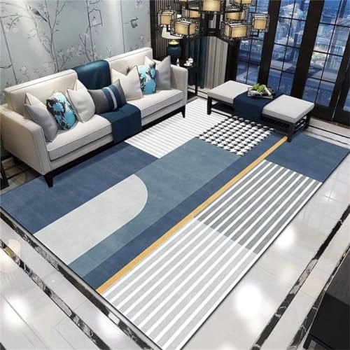 GX-YJX Kinderteppiche Mädchen Living Floor Grau Blau Unregelmäßiges Geometrisches Design Schlafzimmer Teppich Multi-Size Boden Balkon 160X200CM von GX-YJX