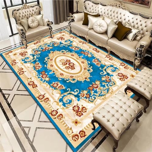 GX-YJX Raumzubehör, Teppich für Schlafzimmer, waschbar, schöne Blume, 120 x 140 cm, Blau von GX-YJX