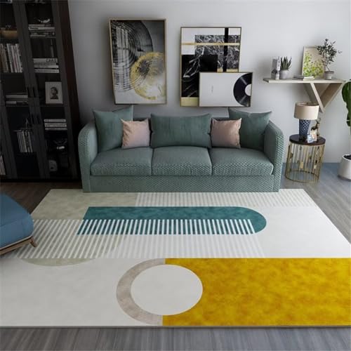 GX-YJX Runder Teppich Grau Schlafzimmerteppich Hochwertiger Teppich Abstrakter Visueller Moderner Teppich Orange 100X160Cm von GX-YJX