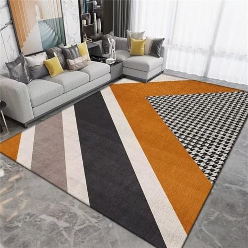 GX-YJX Teppich Büro Küche Teppich Orange Grau Unregelmäßiges Geometrisches Design Schlafzimmer Teppich Multi-Size Teppich Modern 60X90CM von GX-YJX