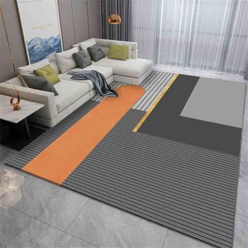 GX-YJX Teppich Flur rutschfest Teppichmatte Orangefarbener Lounge-Teppich, einfacher Design-weicher Teppich für das Hauptschlafzimmer Tisch Esszimmer Teppich 50X120CM von GX-YJX