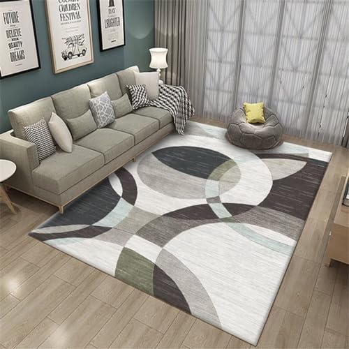 GX-YJX Teppich Pflegeleicht Sofa Wohnteppich Mit Rundem Muster Weicher Moderner Teppich Weiß 200X230Cm von GX-YJX