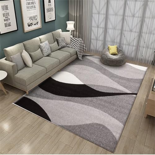 Klein Teppich Stilvoller Und Minimalistischer Schlafzimmerteppich Grauer Teppich Im Gebogenen Stil Schwarz 200X290Cm von GX-YJX