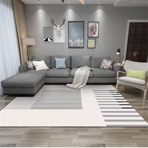 Teppiche Wohnzimmer Großer Innenteppich Waschbarer Teppichstreifen Teppich Weiß 180X280Cm von GX-YJX